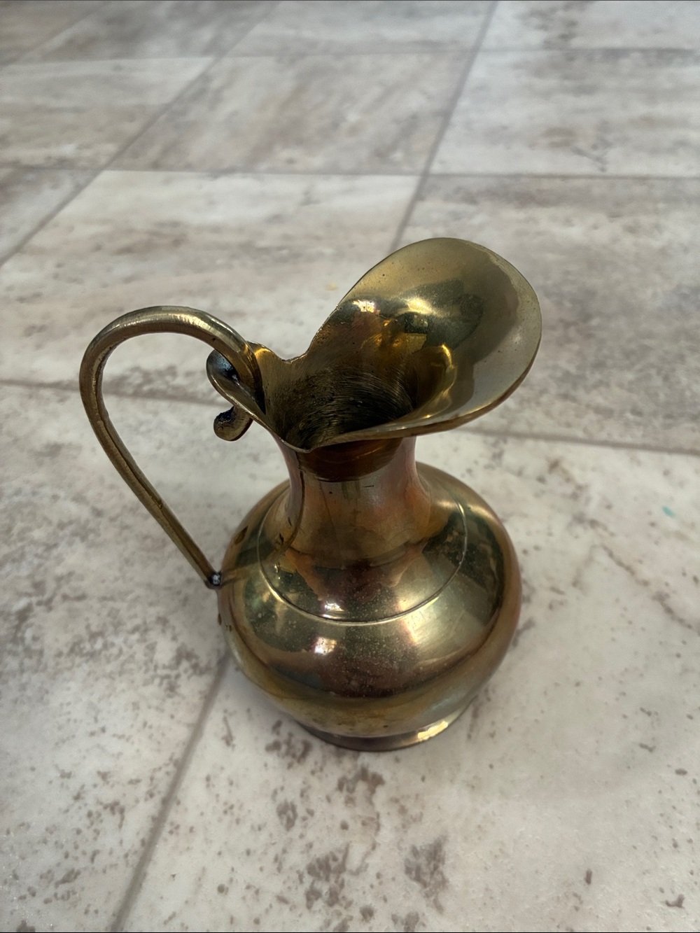 Enesco Solid Brass Curved Handle Pitcher